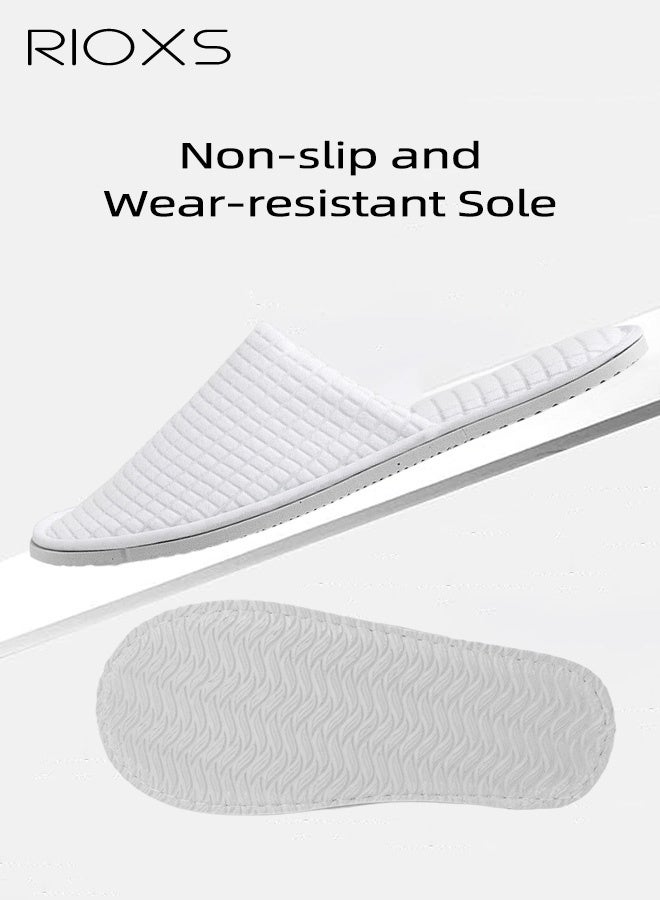 RIOXS 6 Pairs Slippers, Unisex Half Slippers, Non Slip Disposable Slippers For Guest, Reusable Washable Indoor Flats, Mens Womens Slippers, Spa Slippers Guest Slippers For Hotel/ Wedding Party, House Slippers For Bathroom Bedroom, Travel Slippers, Family Closed-toes Half Slippers, White - Image 2